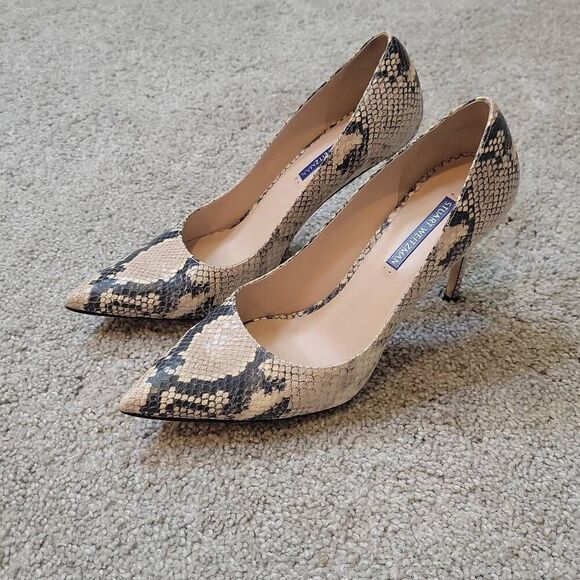Stuart Weitzman Snake Leather Heels Pump Size 9.5 - Picture 1 of 8